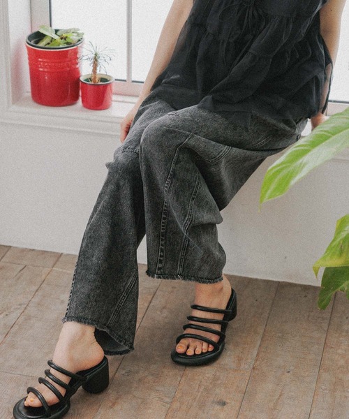 「niko and...」 加工デニムパンツ LARGE ブラック レディース_画像9