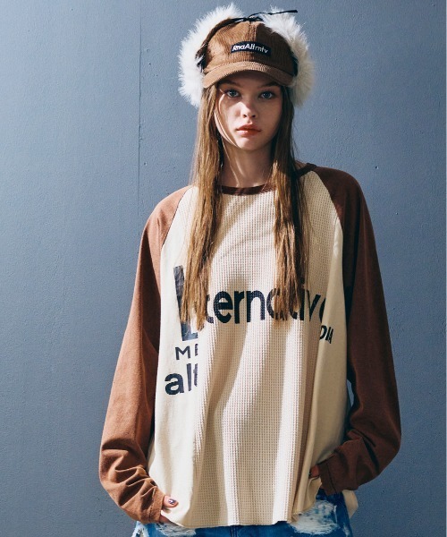 【グリーン／グレー】M2555 リメイクラグランT RNA（アールエヌエー） tシャツ M2555 リメイクラグランT レディース