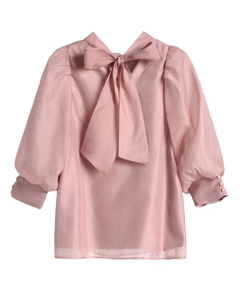「DRESS PLUS」 7分袖ブラウス M グレイッシュブルー レディース_画像3