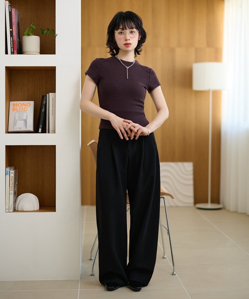 tシャツ 半袖 openwork french sleeve tee /オープンワークフレンチ