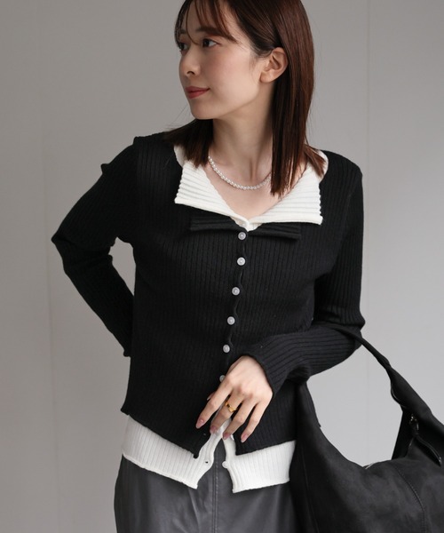 sakishimatokyo カーディガン レイヤード風ニットカーディガン