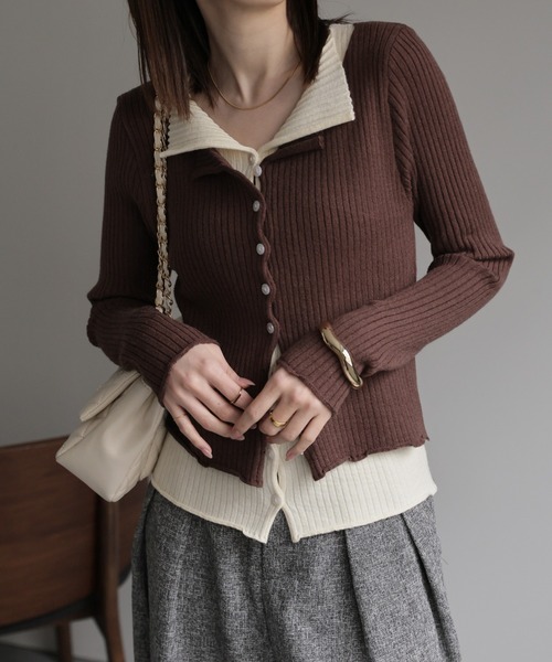 sakishimatokyo カーディガン レイヤード風ニットカーディガン