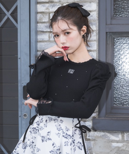 クチュールバイロジータ ニット セーター ロゴ刺繍キラキラニット