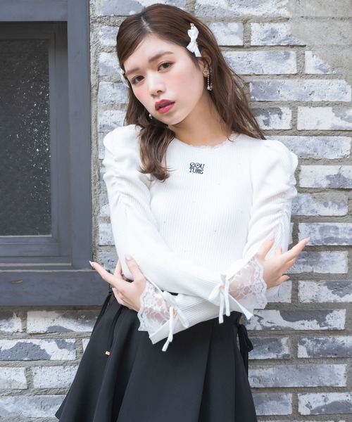 クチュールバイロジータ ニット セーター ロゴ刺繍キラキラニット