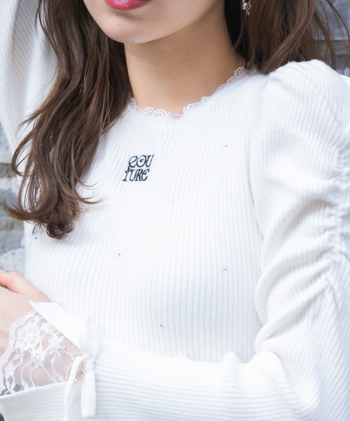 クチュールバイロジータ ニット セーター ロゴ刺繍キラキラニット