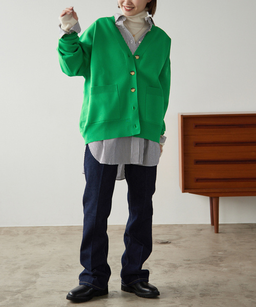 「SLOBE IENA」 ニットカーディガン FREE グリーン レディース_画像2