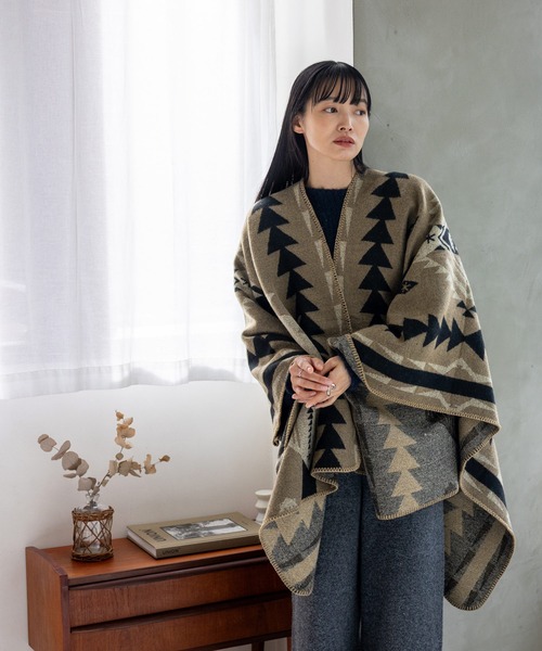 VitaFelice（ヴィータフェリーチェ） ポンチョ ブランケット風ポンチョ