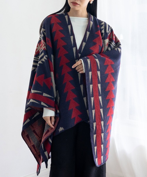 VitaFelice（ヴィータフェリーチェ） ポンチョ ブランケット風ポンチョ