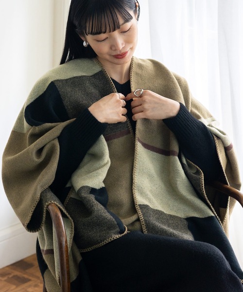 VitaFelice（ヴィータフェリーチェ） ポンチョ ブランケット風ポンチョ