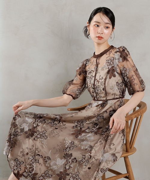 「Kana」 半袖ワンピース M ブラウン レディース