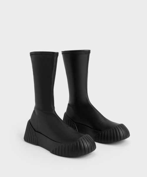 「CHARLES & KEITH」 ショートブーツ 22.5cm オフホワイト レディース_画像2