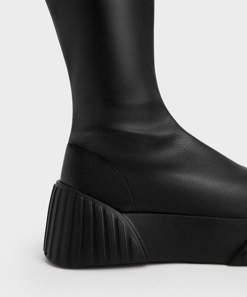 「CHARLES & KEITH」 ショートブーツ 22.5cm オフホワイト レディース_画像4