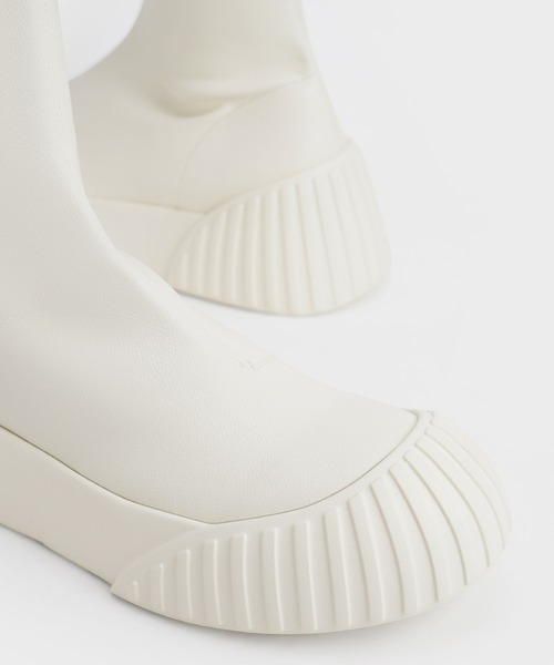 「CHARLES & KEITH」 ショートブーツ 22.5cm オフホワイト レディース_画像7