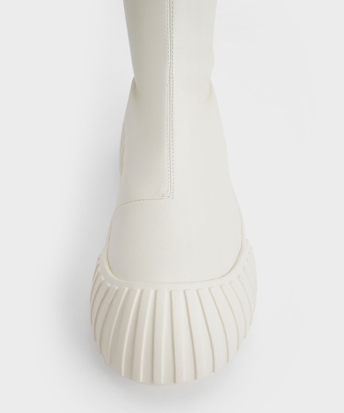 「CHARLES & KEITH」 ショートブーツ 22.5cm オフホワイト レディース_画像8