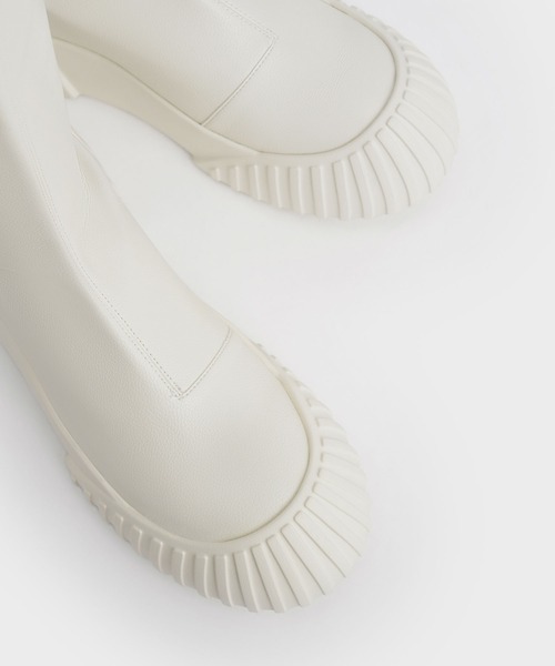 「CHARLES & KEITH」 ショートブーツ 22.5cm オフホワイト レディース_画像9