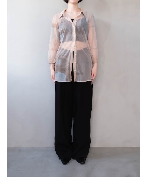 sahara（サハラ） ブラウス シャツ Art Print Sheer Shirt レディース 