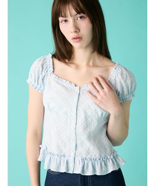 FURFUR コンパクトチェックブラウス　半袖 FURFUR（ファーファー） ブラウス シャツ 半袖 コンパクトチェック