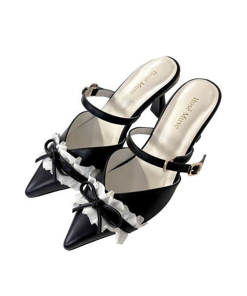 Rose Muse ロゼミュ ミュール Rose Muse（ロゼミューズ） パンプス ミュール Bicolor frill ribbon