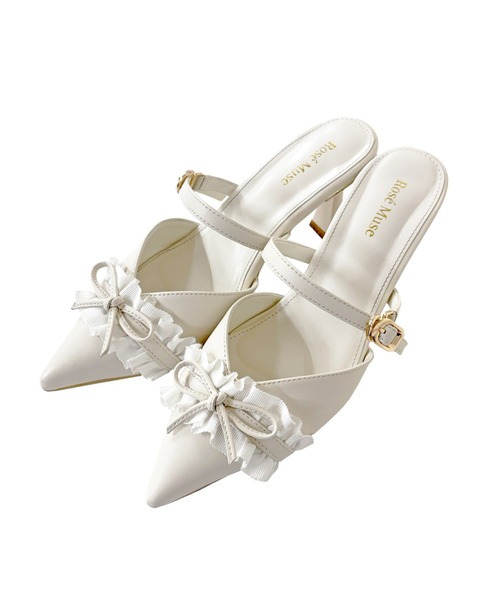 Rose Muse（ロゼミューズ） パンプス ミュール Bicolor frill ribbon