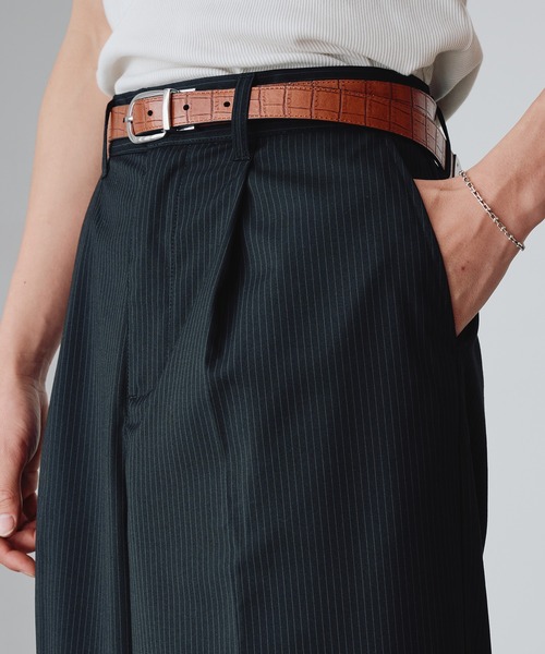 Adoon plain ワイドパンツ スラックス 1-Tuck Center Press Straight