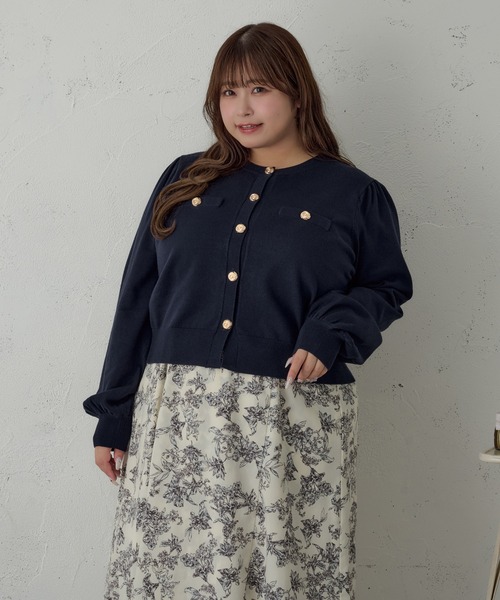 「Louiosy」 ニットカーディガン 3L ブラック レディース_画像2