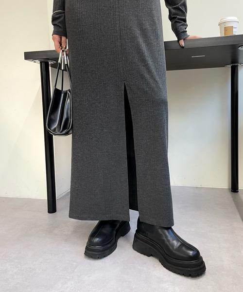 「WHO'S WHO gallery」 長袖ワンピース FREE チャコールグレー レディース_画像7