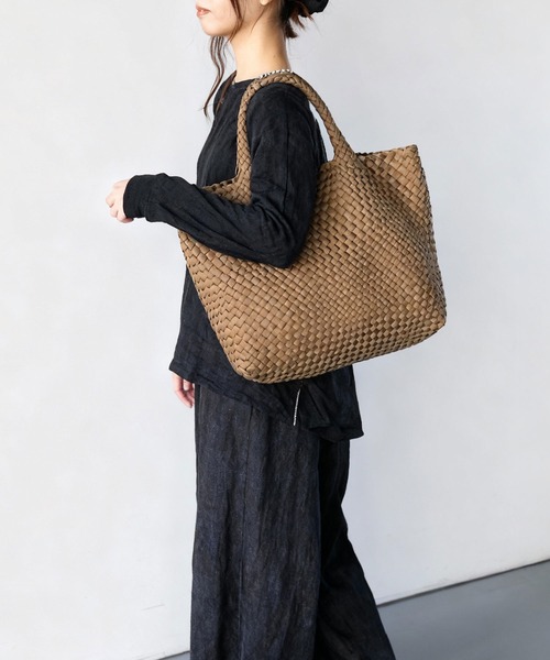 ハンドバッグ 「mieno」  -elena- エレナ ナイロンメッシュ トートバッグ ポーチ付きの画像