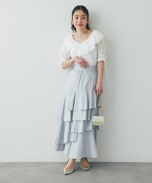 ブラウス シャツ 「今すぐお届け！・最強愛され系」リップルレース衿ブラウス レディースの画像
