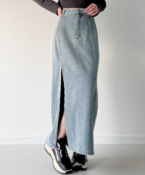 「junoah」 デニムスカート X-LARGE ライトブルー レディース_画像2