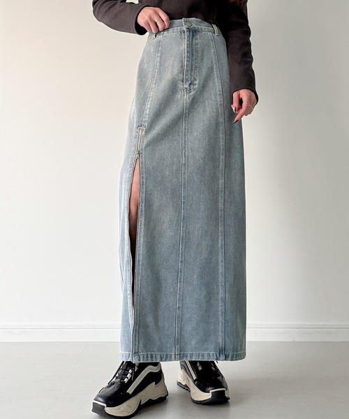 「junoah」 デニムスカート X-LARGE ライトブルー レディース_画像5