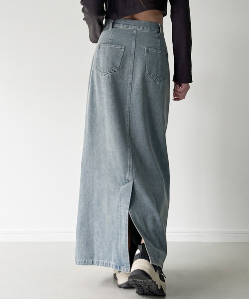 「junoah」 デニムスカート X-LARGE ライトブルー レディース_画像7