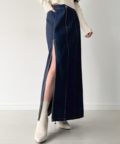「junoah」 デニムスカート X-LARGE ライトブルー レディース_画像9