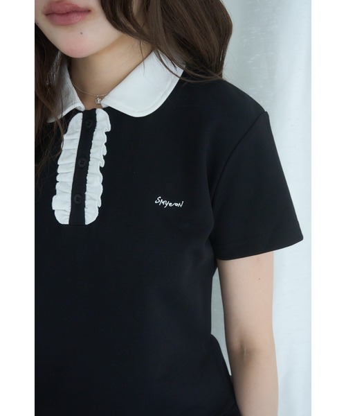 Smyeon tシャツ 半袖 Frill polo shirt tee/フリルポロTシャツ 