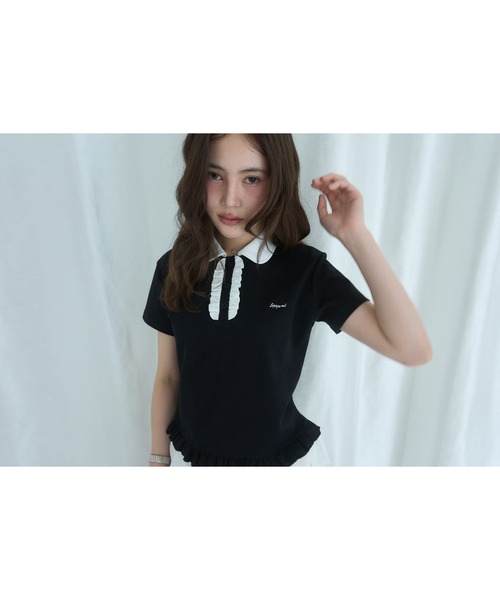 Smyeon tシャツ 半袖 Frill polo shirt tee/フリルポロTシャツ