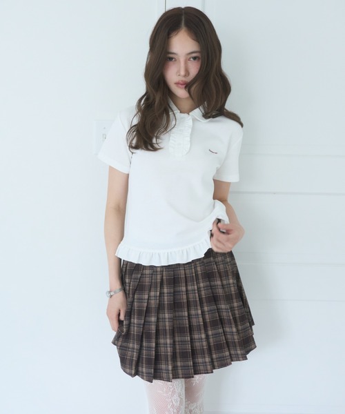 Smyeon tシャツ 半袖 Frill polo shirt tee/フリルポロTシャツ