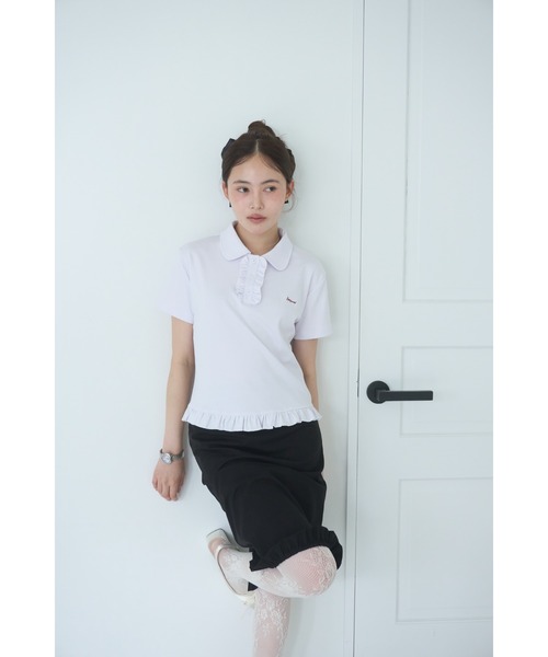 Smyeon tシャツ 半袖 Frill polo shirt tee/フリルポロTシャツ