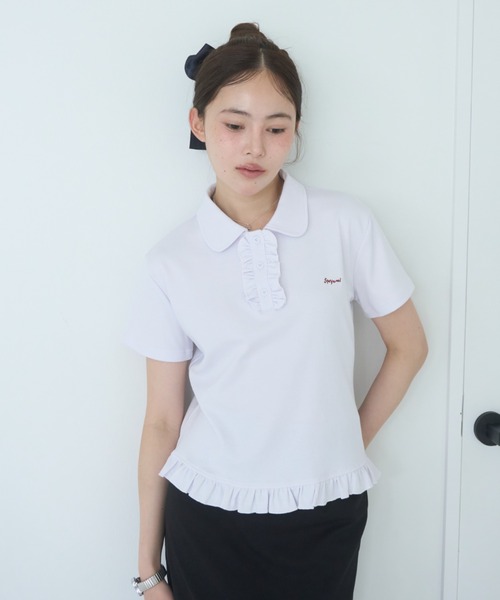 r*様 Smyeon Frill polo shirt tee/フリルポロTシャ Smyeon tシャツ 半袖 Frill polo shirt tee/フリルポロTシャツ