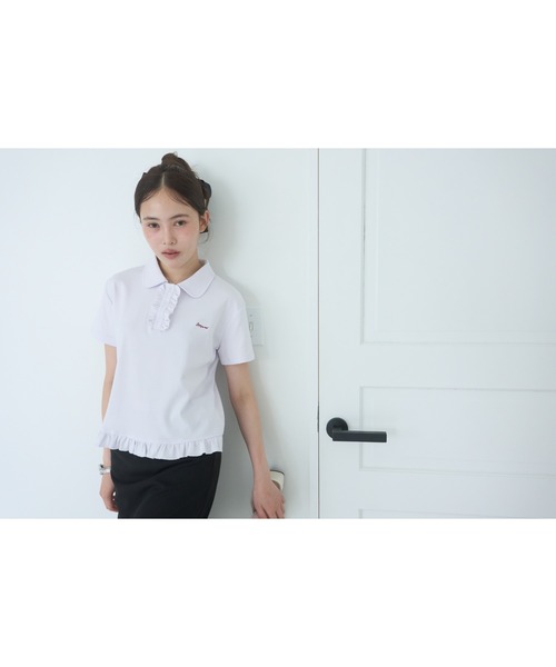 Smyeon tシャツ 半袖 Frill polo shirt tee/フリルポロTシャツ 