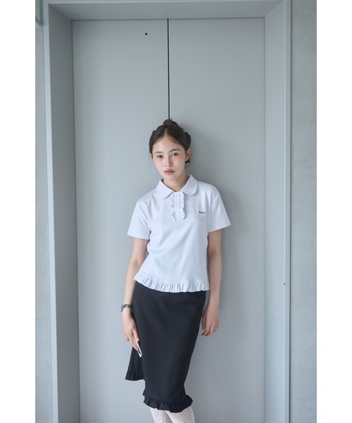 Smyeon tシャツ 半袖 Frill polo shirt tee/フリルポロTシャツ