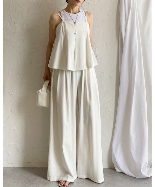 She's Closet セットアップ タックペプラムキャミソールビスチェ