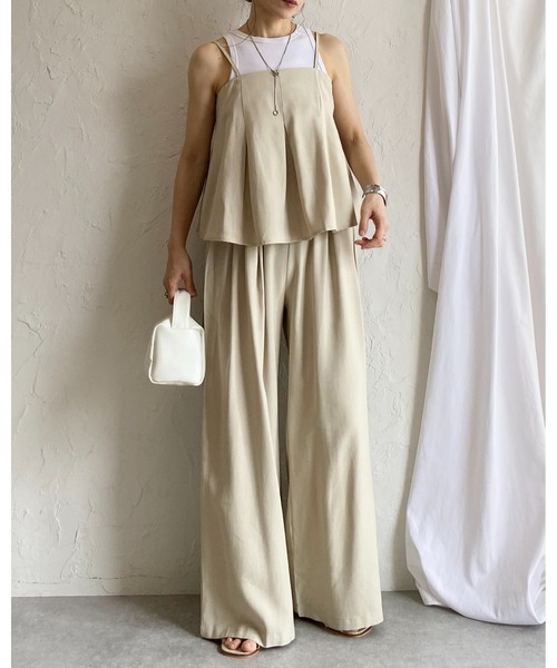 She's Closet セットアップ タックペプラムキャミソールビスチェ