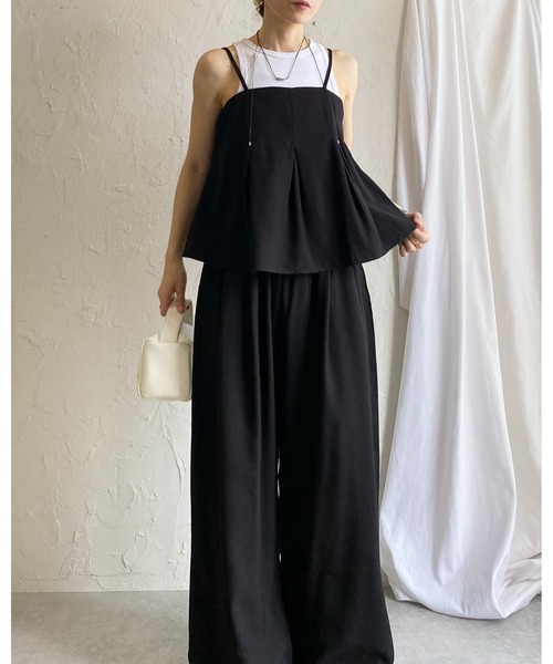 She's Closet セットアップ タックペプラムキャミソールビスチェ