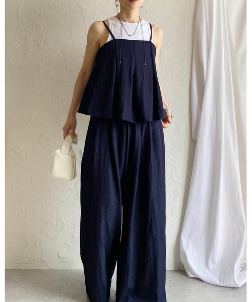 She's Closet セットアップ タックペプラムキャミソールビスチェ