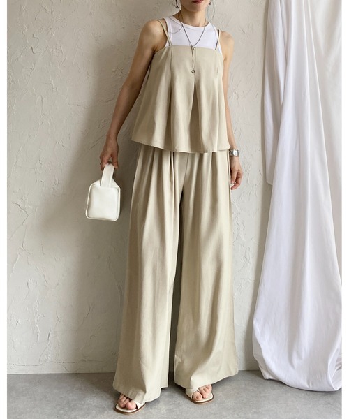 She's Closet セットアップ タックペプラムキャミソールビスチェ