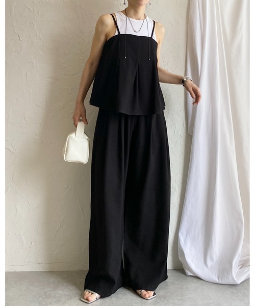 She's Closet セットアップ タックペプラムキャミソールビスチェ