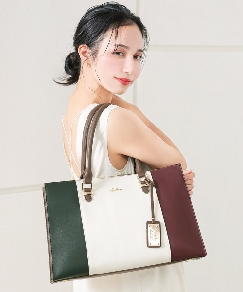 マ*ツ様 Clelia トリコロールトートバッグ CL-2730 Clelia トートバッグ 2way トリコロール A4収納可 レディース