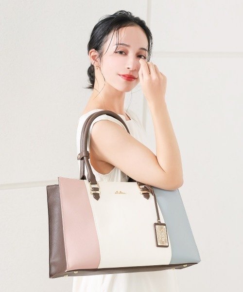 マ*ツ様 Clelia トリコロールトートバッグ CL-2730 Clelia トートバッグ 2way トリコロール A4収納可 レディース