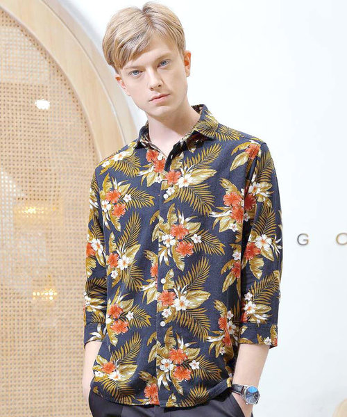 CELINE フィービー 花柄 リネン シャツ ブラウス アロハ SPADE アロハシャツ シャツ 半袖 「SPADE-creative expression-」七分