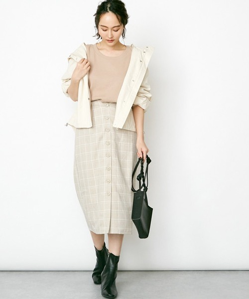 STYLEBLOCK スカート チェック柄フロントボタンタイトスカート