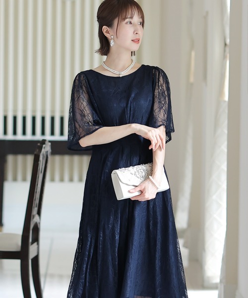 本日限定価格❗️プールヴー 2way ショート丈 パーティドレス 大きいサイズ4L PourVous（プールヴー） ドレス 切替スリーブ パーティードレス 大きい